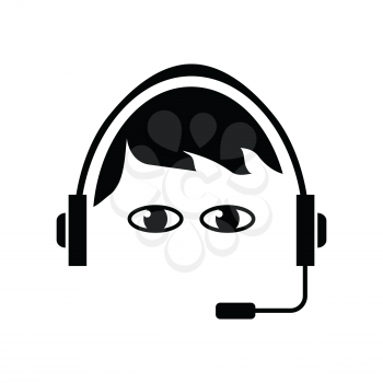 Call Center Help. Customer Service Logo. Support and Contact Icon. Agent or Operator Avatar. Man Wearing Headsets for Communication. Assistant or Consultant Symbol. Live Chat Helper