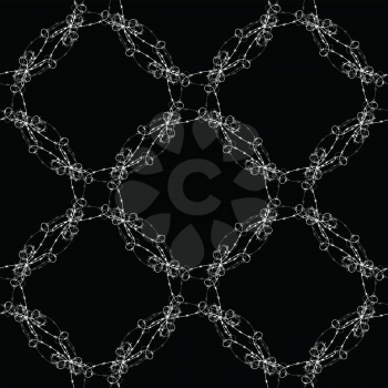 Barbed Wire Circle Seamless Pattern Isolated on Black Background. Stylized Prison Concept. Symbol of Not Freedom. Metal Frame Circle.