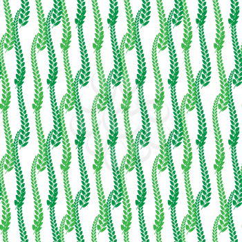 Summer Green Leaves Isolated on White Background. Seamless Different Leaves Pattern.