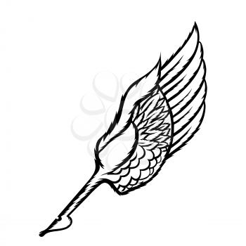 Light Feather Pen Isolated on White Background. Cute Wing Symbol.