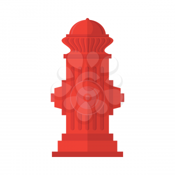 Red Fire Hydrant Icon Isolated on White Background. Flat Style Logo for Fire Fighting.