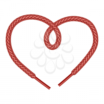 Red Shoelace on White Background. Symbol of Heart.