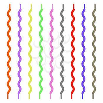 Set of Colored Shoelace Isolated on White Background.