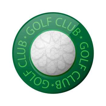 Golf Ball Icon and Golf Club text Isolated on White Background.