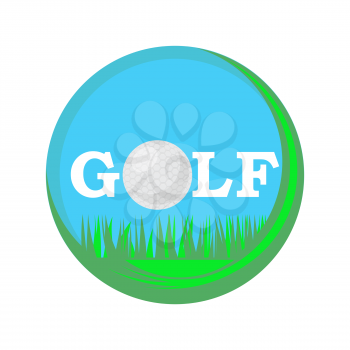 Golf Ball Icon and Golf Club text Isolated on White Background. Flat Design.