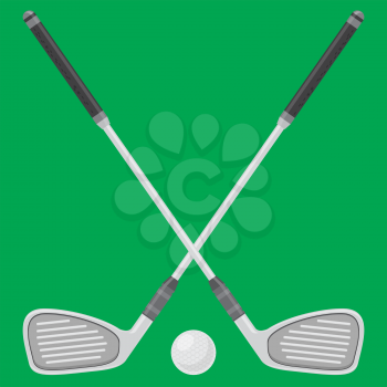 Golf Ball and Sticks Isolated on Green Background