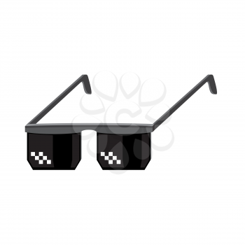 Isometric Pixel Glasses Icon Isolated on White Background. Black Plastic Sunglasses.
