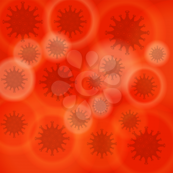 Stop Pandemic Novel Coronavirus Sign on Red Blurred Background. COVID-19.
