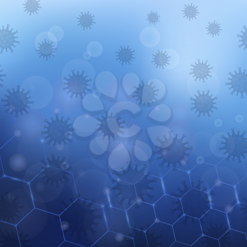 Stop Pandemic Novel Coronavirus Icon on Blue Blured Background. COVID-19.