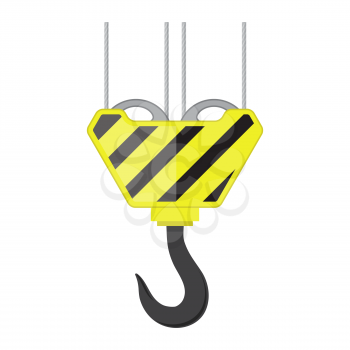 Industrial Hook Icon Isolated on White Background. Construction Crane Logo. Old Lifting Machinary and Steel Rope.