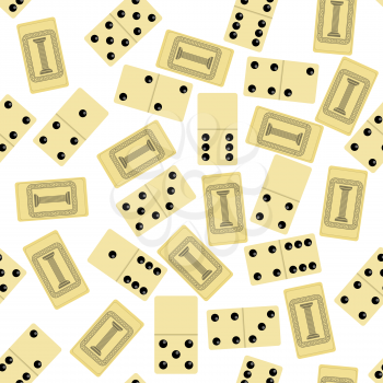 Domino Seamless Pattern Isolated on White Background. Board Game Texture.