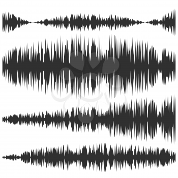 Sound Waves Set. Screen of Equalizer. Musical Vibration Graph. Radio Wave Amplitude.