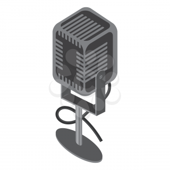 Isometric Retro Microphone Icon Isolated on White Background.