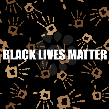 Black Lives Matter Banner with Hands for Protest on Black Background.
