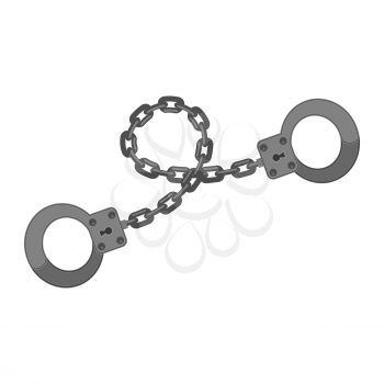 Grey Metal Handcuffs Isolated on White Background.
