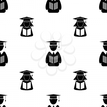 Student Icon Seamless Pattern Isolated on White Background.