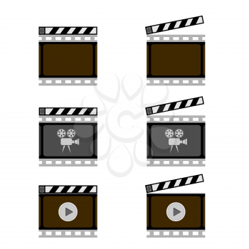 Set of Movie Icon with Slapstick Isolated on White Background.