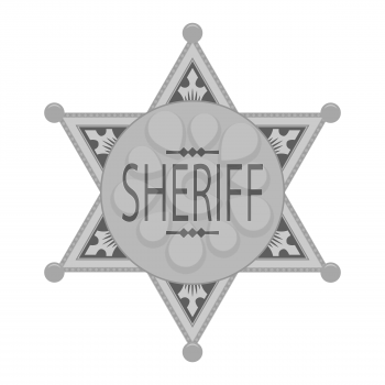 Grey Sheriff Star Icon Isolated on White Background.