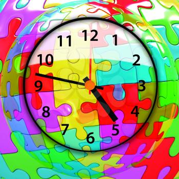 Colorful mosaic clock icon 