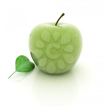 apple with leaf on a white background