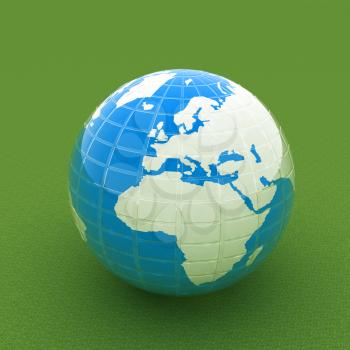 Earth on a green background