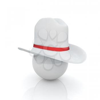 3d white hat on white ball