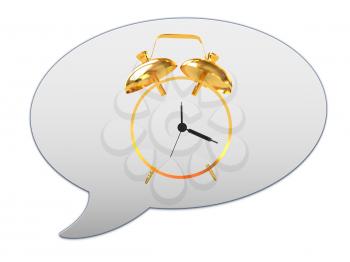 messenger window icon. Gold alarm clock icon 