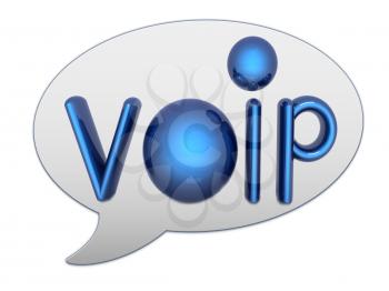 messenger window icon and Blue metallic word VoIP 