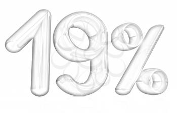 3d red 19 - nineteen percent on a white background