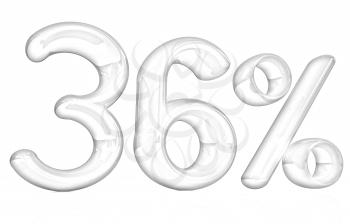 3d red 36 - thirty six percent on a white background