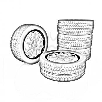 car wheel illustration on white background