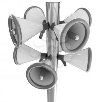 Loudspeakers as announcement icon. Illustration on white 