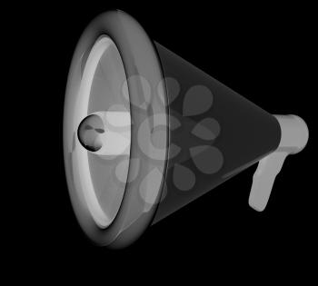 Loudspeaker as announcement icon. Illustration on black