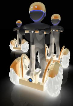 3d white persons riding on a personal and ecological transports.3d image. 