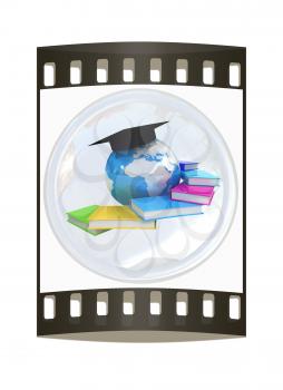 Global Education button on a white background. The film strip