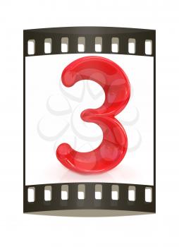 Number 3- three on white background. The film strip