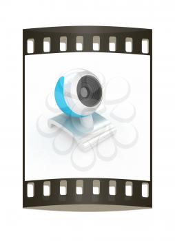 Web-cam on a white background. The film strip