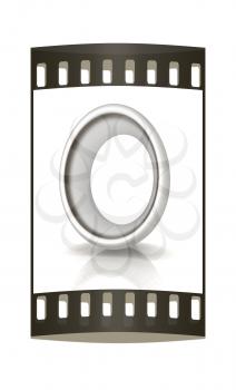 3D metall letter O isolated on white. The film strip
