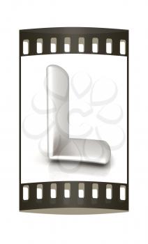 3D metall letter L isolated on white. The film strip