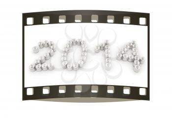New Year 2014 on a white background. The film strip