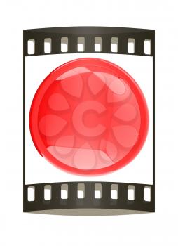 Glossy red button. The film strip