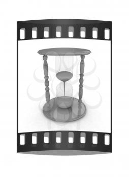 Handglass on a white background. The film strip