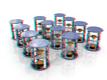 Handglass on a white background. 3D illustration. Anaglyph. View with red/cyan glasses to see in 3D.