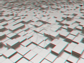 abstract urban background. 3D illustration. Anaglyph. View with red/cyan glasses to see in 3D.