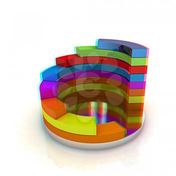 Abstract colorful structure on a white background. 3D illustration. Anaglyph. View with red/cyan glasses to see in 3D.