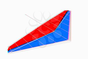Hang glider isolated on a white background. 3D illustration. Anaglyph. View with red/cyan glasses to see in 3D.