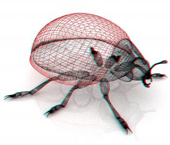beetle. 3D illustration. Anaglyph. View with red/cyan glasses to see in 3D.