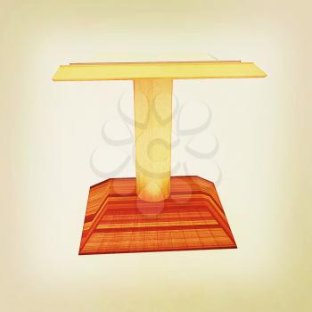 3d render of podium with an open book . 3D illustration. Vintage style.