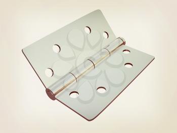 assembly metal hinges on a white background. 3D illustration. Vintage style.
