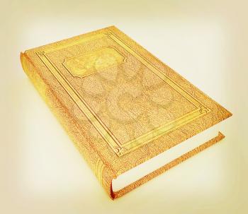 The leather book on a white background. 3D illustration. Vintage style.